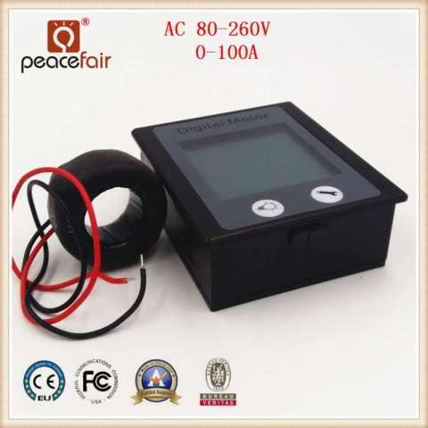 360 Degree LCD AC Single Phase 0-100A Voltage Ammeter Power Energy Digital Meter