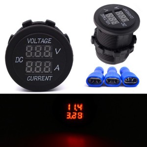 Digital 12V to 24V Waterproof Marine Car Voltmeter Current Meter